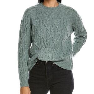 Vince Interlocking Cable Knit Merino Blend Sweater - Sage Green